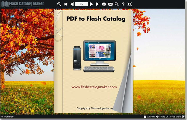 page flipping flash catalog with applying scene