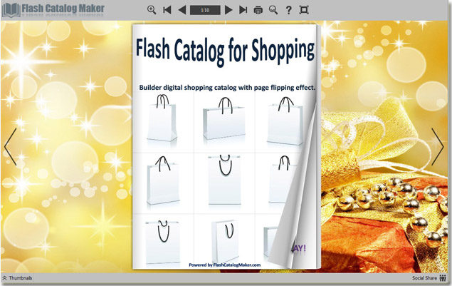 flash catalog with setting thickness of flipping pages