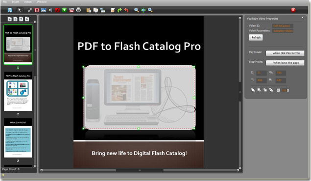 edit interface of pdf to flash catalog professional catalog maker