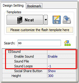 define background music of flash catalog
