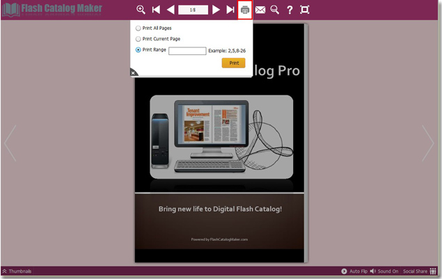 print out pages of flash catalog