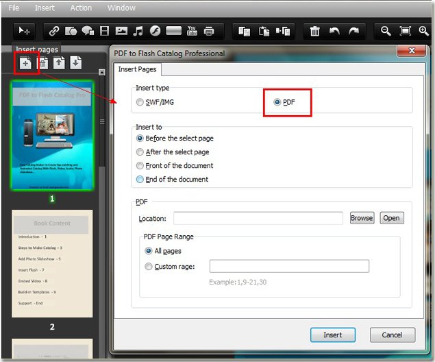 easily add PDF to flash catalog by catalog software