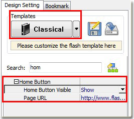 define home button of flash catalog