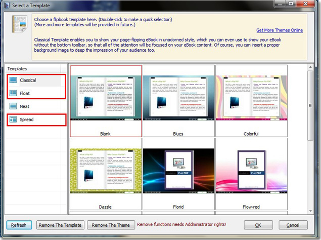 choose template to design flash catalog