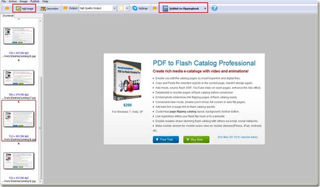 import images by image to flash catalog