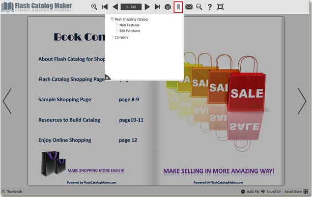 flash catalog with bookmark